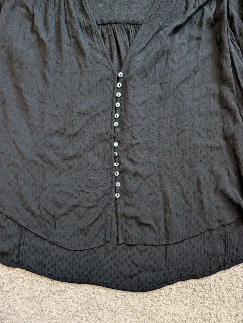 Free People Womens Black Canyon Rose Button Front Long Sleeve Shirt Size Large